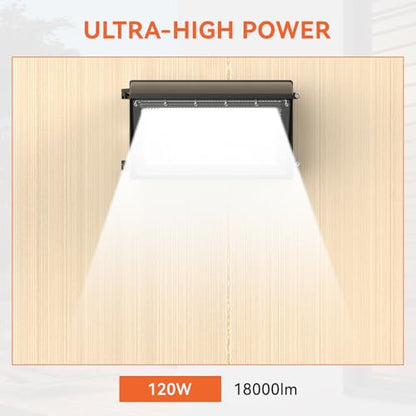 OKQ 120W LED Wall Pack Light with Dusk-to-Dawn Sensor, 18000LM 5000K LED Security Flood Lighting,120V Outdoor LED Wall Lights for Warehouse, Building, Yard Factory,Garage,Parking Lots - size: 5000K 120W 1PACK