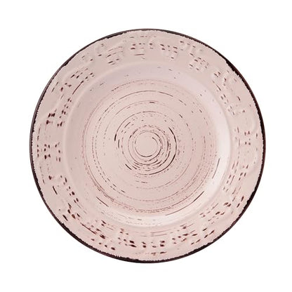 Pfaltzgraff Pink Trellis 12-Piece Dinnerware Set, Stoneware Plates and Bowls Sets for 4, Dishwasher and Microwave Safe, Rustic Garden-Inspired Design - color: Pink