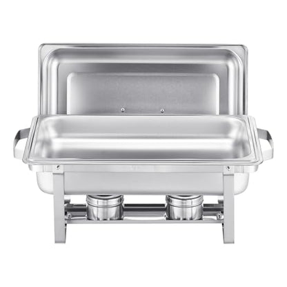 VEVOR Chafing Dish Buffet Set, 2 Pack Stainless Chafer with 2 Full Pans, Rectangle Catering Warmer Server with Lid Water Pan Folding Stand Fuel Tray Holder Clip - color: Silver, size: 2 Pack