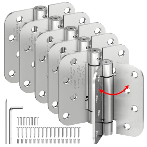 6-Pack 4 Inch Self Closing Door Hinges,5/8" Radius Corners,Brushed Nickel - size: 4"-6 Pack-5/8" Corner