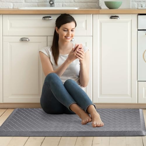 HappyTrends Kitchen Floor Mat - 4/5 Inch Thick Anti-Fatigue Kitchen Rug - color: Grey, size: 54"L x 22"W x 0.8"Th