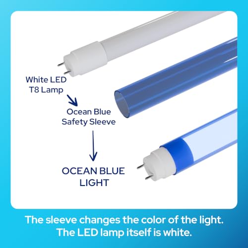 KASTLITE 48-Inch LED T8 Bulb Combo with Safety Sleeve, Ocean Blue, 4-Pack - color: Ocean Blue