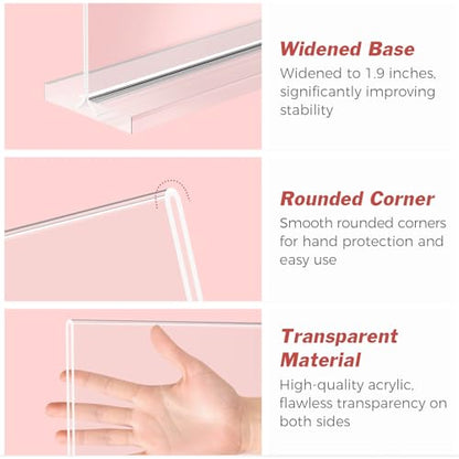12 Pack Acrylic Sign Holder 8.5x11 Inches, Clear Vertical Menu Holder