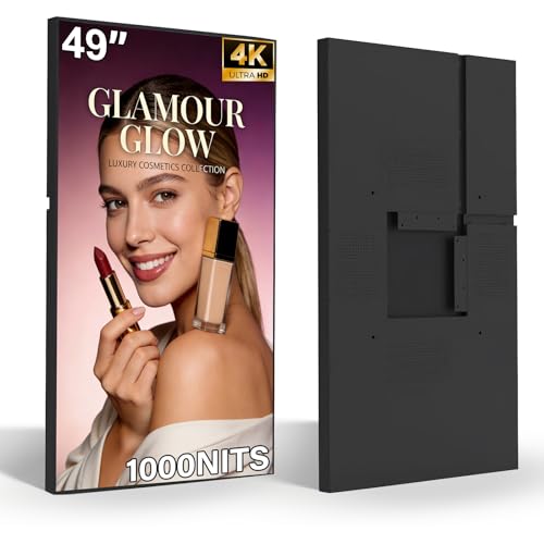 49Inch 4K Wall Mount Digital Signage, 1000nits High Brightness Slim Frameless Advertising Display, Commerical Display LCD Monitor with CMS/U-Disk Plug&Play, Split Screen, 7/24 Timer Switch - size: 49" 4K 1000nits