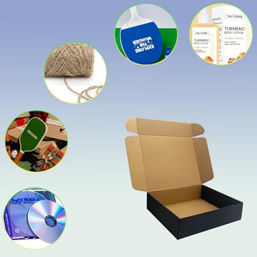 24 Pack 10x10x3 inches Black Shipping Boxes, Corrugated Cardboard Mailers - size: 10x10x3 Inches
