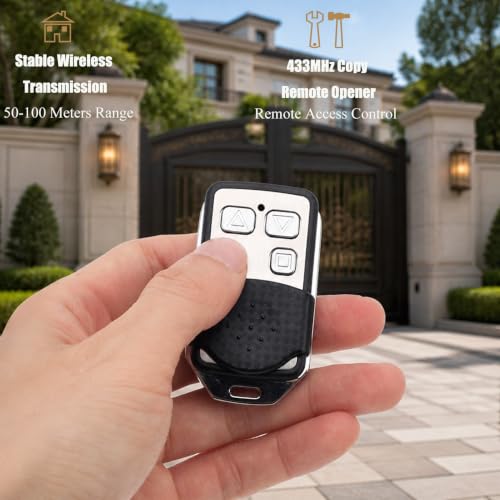 Automatic Door Remote Control, Learning Code Compact Gate Openers Light Garage Door Opener Remote for Garage Swing Gate Sliding Entry Doors