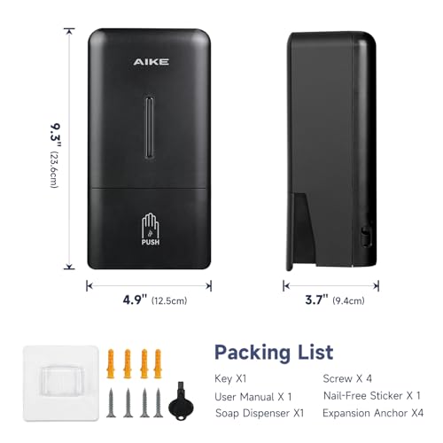 AIKE Liquid Commercial Soap Dispenser,27oz for Bathroom Modern Black,AK1006 - color: Black
