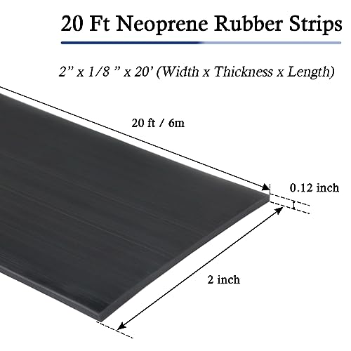 LSGCQ Neoprene Rubber Strips with Adhesive Backing Rubber Sheets - size: 2” Wide x 1/8" Thick x 20' Long