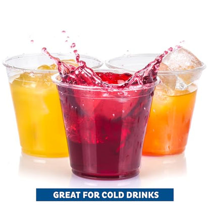 Freshware 9 oz Clear Disposable Plastic Cups, 100 Pack Clear Plastic Cups Tumblers, Heavy-duty Party Glasses, Disposable Cups for Thanksgiving, Halloween, Christmas Party - size: 9 oz. [100-PK]