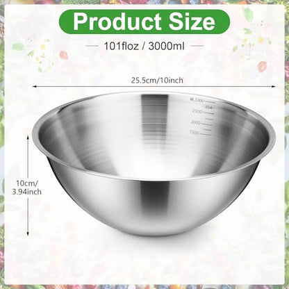Honeydak 6 Pcs 304 Stainless Steel Mixing Bowls with Graduations, 101 oz - size: 101 oz
