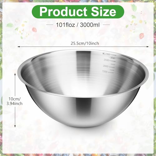 Honeydak 6 Pcs 304 Stainless Steel Mixing Bowls with Graduations, 101 oz - size: 101 oz