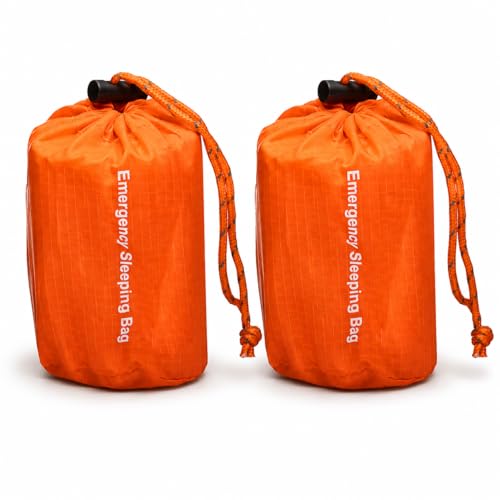 NovaMedic Emergency Sleeping Bag – 84"x36" Thermal Mylar Survival Bivy Sack – Waterproof, Lightweight & Compact Emergency Blanket for Camping, Hiking, Outdoor Survival & Travel - size: Pack of 2