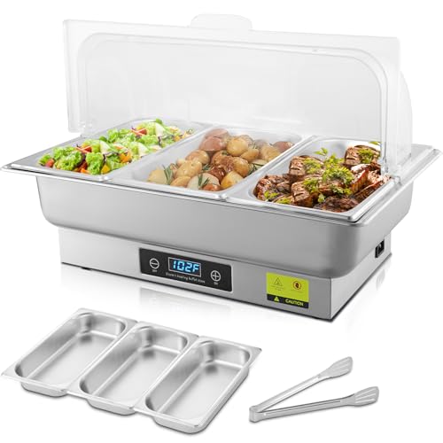 Electric Chafing Dish Buffet Server with Button Panel Control - size: 604-Triple Pan