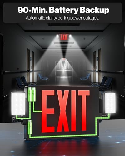 Sunco 8 Pack Black Exit Signs with LED Emergency Lights & Backup Battery