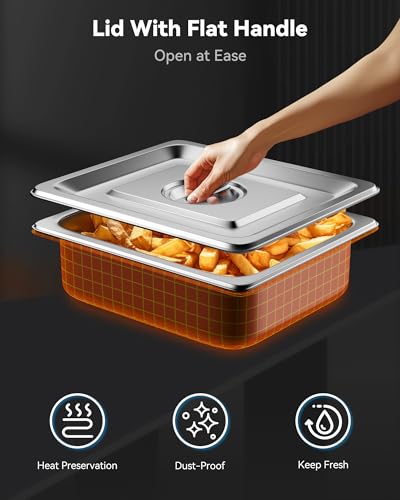ZeroPone Hotel Pans with Lids, 4 Pack 1/2 Size 4" Deep - color: 4" Deep 4 Pack, size: 1/2 Size