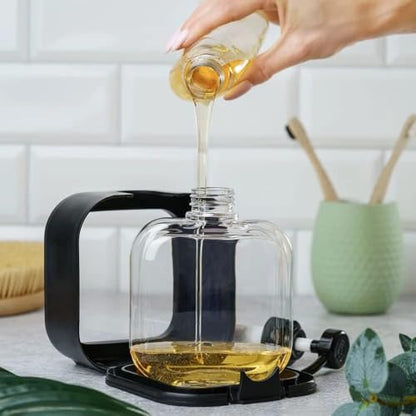 Hand Soap Dispenser for Bathroom, Modern Dish Soap Dispenser for Kitchen Sink, Liquid Soap Container with Pump, Clear Plastic Soap Pump Bottles (2 Packs,10oz, Black) - color: Black 300ml