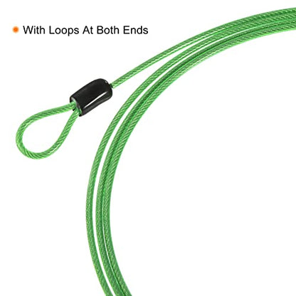 PATIKIL Security Steel Cable 2.5mm x 0.5m/1.64ft Coated Luggage Lock Wire Rope with Double Loop Green 2 Pack - color: Green, size: 2.5mmx0.5m