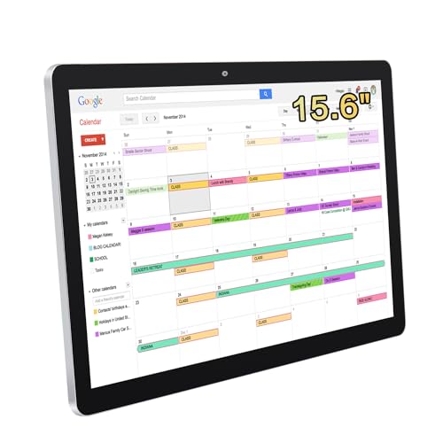15.6 to 27 inch Touchscreen Digital Calendar & Wall Planners, Smart Whiteboard Calendar for Chore Chart & Work Schedule, Built in Speakers and Camera, Include Wall Mount & Desk Stand (15.6-inch) - size: 15.6-inch