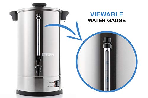 SYBO SR-CP-100B Commercial Grade Stainless Steel Percolate Coffee Maker Hot Water Urn for Catering, 100-Cup 16 L, Metallic - style: 16L Metallic