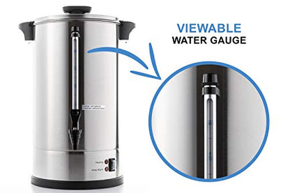 SYBO SR-CP-100B Commercial Grade Stainless Steel Percolate Coffee Maker Hot Water Urn for Catering, 100-Cup 16 L, Metallic - style: 16L Metallic