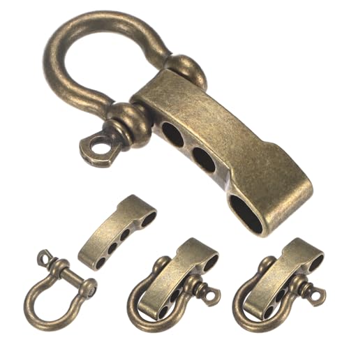 Paracord Bracelet Shackle Buckle [4PCS] - Adjustable Metal O Bow Shackle Use for Survival Bracelets Belt & Outdoor Rope - [Bronze-Flat Head] Screw Pin Anchor Buckles - color: Bronze