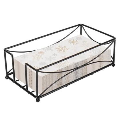 Livabber Guest Napkin Holder, Metal Bathroom Paper Hand Towel Storage Modern Napkin Tray Caddy for Countertop, Table Kitchen, Dinning Room (Black, Metal Base) - color: Black