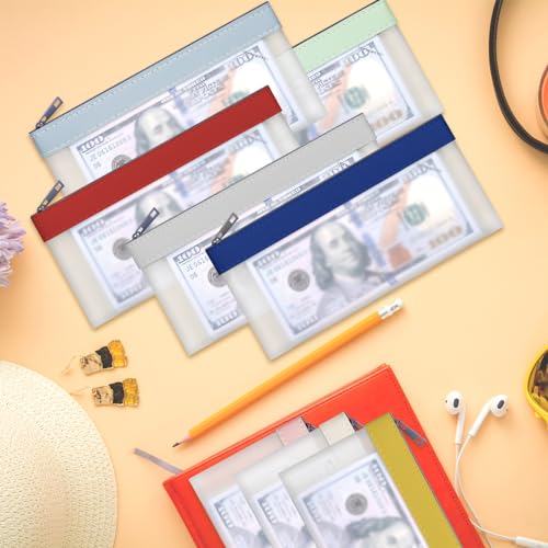 8 Pack Clear Money Envelopes for Cash Money Bag Pouch 7.6x3.7 inch - color: 8 colours