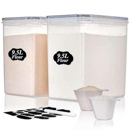 Vtopmart 9.5L Flour Sugar Storage Containers, 2 Pack, Each Fits 12.5 lb - color: Black, size: 9.5L