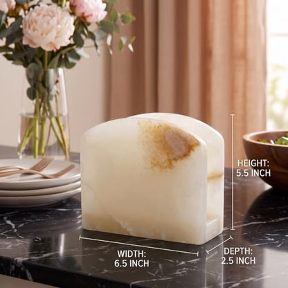 Radicaln Marble Napkin Holder for Table 6.5" Paper Napkin Dispenser Stand - color: White Onyx