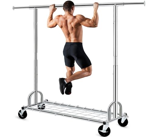 HOKEEPER Clothing Garment Rack Capacity 525LBS Collapsible Clothes Rack - color: Chrome, size: 22"D x 75"W x 71"H