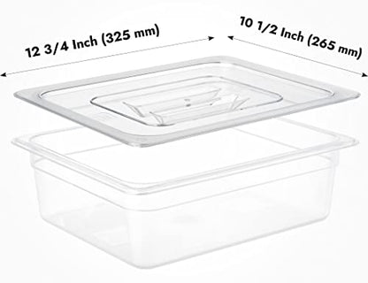 CURTA 6 Pack NSF Food Pan Cover, 1/2 Size Clear Polycarbonate Lid with Handle for Commercial Food Pan, Dishwasher & Freezer Safe Plastic Clear - color: 1/2 Size, size: Handled Lids