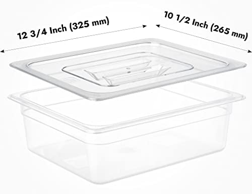 CURTA 6 Pack NSF Food Pan Cover, 1/2 Size Clear Polycarbonate Lid with Handle for Commercial Food Pan, Dishwasher & Freezer Safe Plastic Clear - color: 1/2 Size, size: Handled Lids