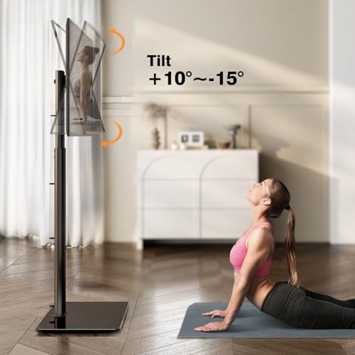 Universal TV Stand Monitor with Mount 100 Degree Swivel Height Adjustable and Tilt Function for 19 to 43 inch LCD, LED OLED TVs,Space Saving Standing Bedroom Living Room Corner,Black - size: 19"-43" SWIVEL FLOOR TV STAND (No SHELVES)