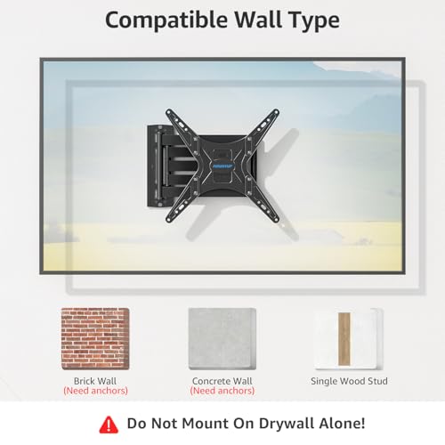 MOUNTUP Outdoor Long Arm TV Wall Mount for 26-65" TVs, Waterproof & Rustproof Outside Full Motion Bracket with Stainless Steel Screws, 37.4'' Long Extension Corner TV Mount Hold 77 lbs, VESA 400x400mm - size: 26-65 inch, 77 lbs, Outdoor 37.4 inch Arm