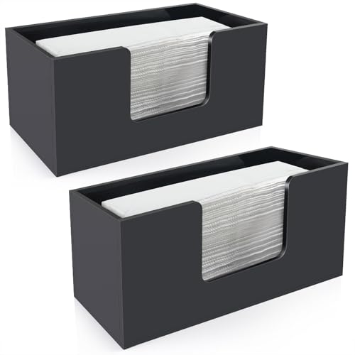 Paper Towel Holder Countertop, Black Acrylic Bathroom Napkin Holder, 2 Pack