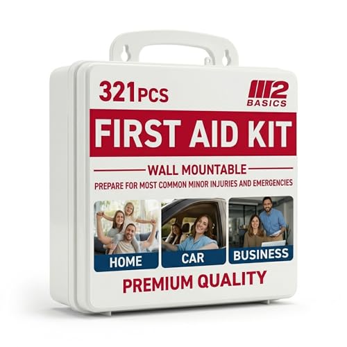 M2 BASICS 321 Piece All-Purpose First Aid Kit, Hard Case for Home, Business