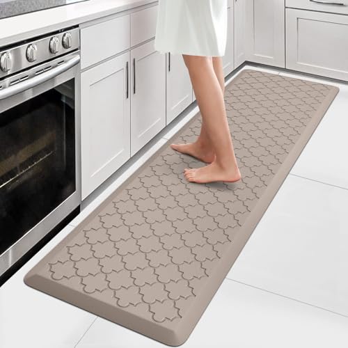 WISELIFE Kitchen Mat Cushioned Anti Fatigue Runner Rug, 17.3"x60", Khaki - color: Khaki, size: 1'5" x 5' (Rectangular)