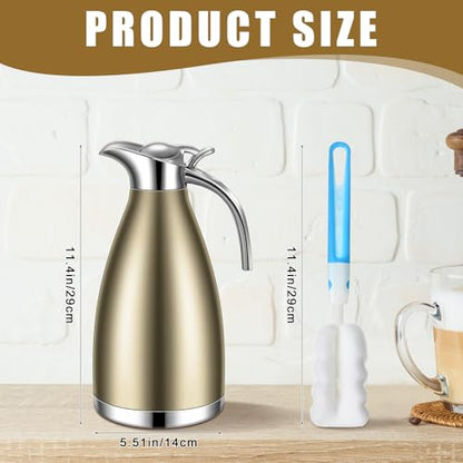 Uiifan 2 Pcs 68oz Thermal Coffee Carafe for Keeping Hot/Cold - color: Champaign Gold