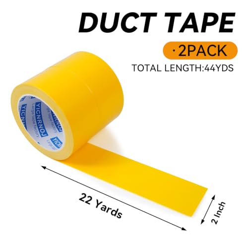 2-Pack 2 in 22 Yds Yellow Duct Tape, Strong & No Residue - color: Yellow