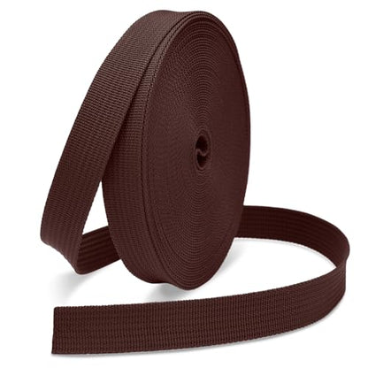 CooBigo 12 Yards Webbing 3/4" & 1" & 1.5" & 2" Polypropylene Webbing Strap 3/4 Inch 1 Inch 1.5 Inch 2 Inch Wide Webbing Strapping for Bags/Lawn Chair/Pool Solar Cover DIY Crafting - color: DarkBrown, size: 3/4"