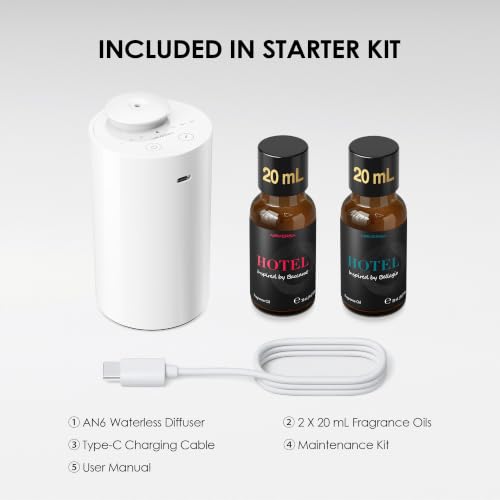 Airversa AN6 Waterless Essential Oil Diffuser Starter Kit, White - color: Bright White2