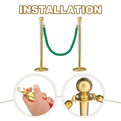 MECCANIXITY Twisted Stanchion Rope 3.28Ft/1M Barrier Rope w Hooks - color: Green Golden, size: 3.28 Ft