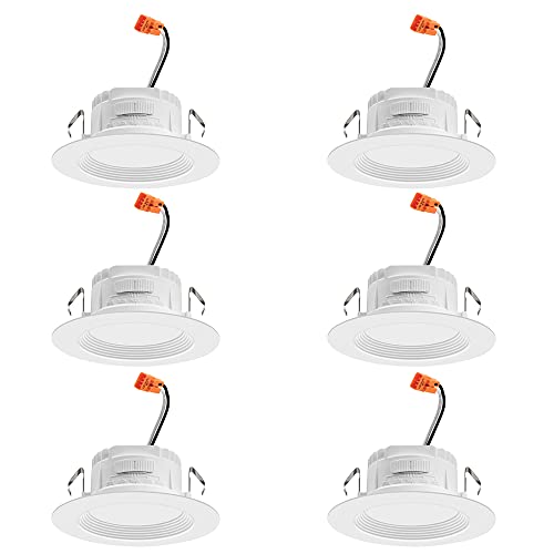 Juno RB4 SWW5 CP6 MW M2 RetroBasics Downlight Trim Kit, Switchable LED White, Baffle Trim, Switchable CCT, 2700K, 3000K, 4000K, and 5000K, 4-Inch, 6-Pack, Matte White - color: Switchable White, size: 4-Inch (6-Pack), style: Standard | Non-Adjustable | Baf