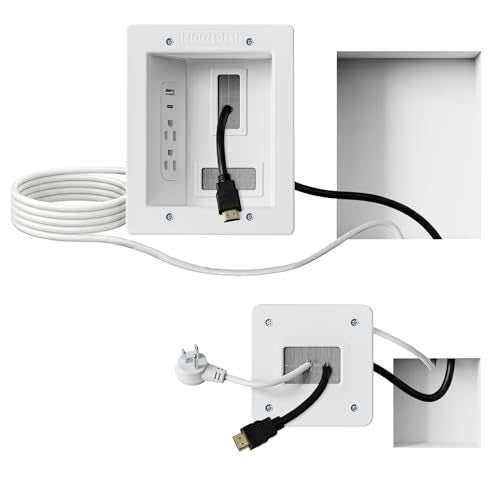 Mount-It! in-Wall TV Cable Management Kit with Recessed Power – Dual Outlet, USB-A and USB-C Ports, 9ft Cord, and Hand Saw – Easy, Safe Cable Management for Organized TV and Home Theater Setups - style: Dual Outlet + USB-A/USB-C – 9ft Cord