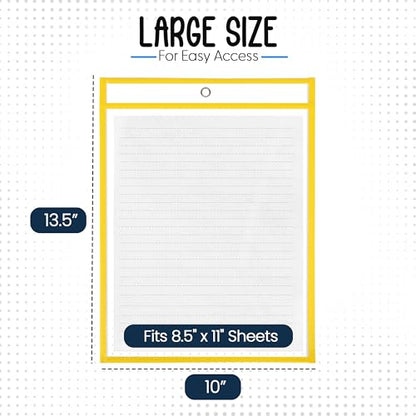 Essex Wares - 6 Pack, Yellow Dry Erase Pockets, 10" Wide x 13.5" Tall - color: Yellow