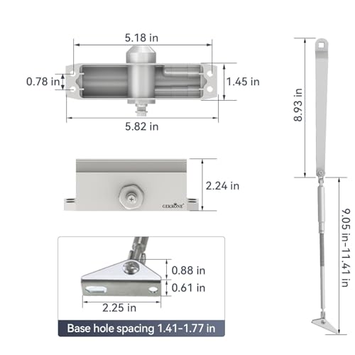 Automatic Door Closer Heavy Duty Fire Prevention Spring Hydraulic Aluminum Alloy Surface Mounted Residential Commercial Grade Door Closer Adjustable Speed Door Weights 55-99 Lbs Size1-Silver - size: Size1 Silver-Door Weight 55-99 Lbs