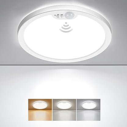 BLNAN Motion Sensor Ceiling Light Wired, 12 Inch 3000K 4000K 5000K Selectable LED Flush Mount Light Fixture, Motion Activated Light with Timer for Hallway Stair Walk-in Closet, Non-Dimmable - size: 12inch-1pack White