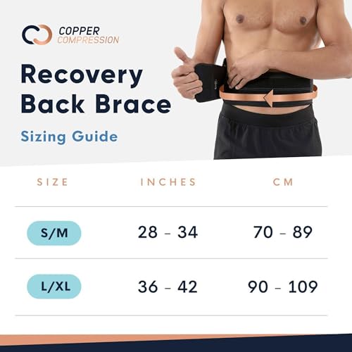 Copper Compression Back Brace. Copper Infused Lumbar Support for Lower Back Relief, Sciatica, Herniated Disc, Scoliosis, Pain & Strains. Adjustable & Breathable. Fits Men & Women (Waist 28" - 34") - size: Small/Medium (Pack of 1)