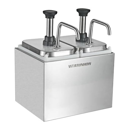 4L Sauce Pump Dispenser, Stainless Steel 2-Head - color: 4.22qt
