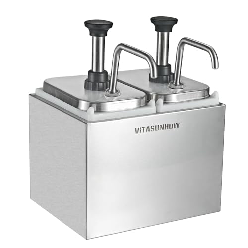 4L Sauce Pump Dispenser, Stainless Steel 2-Head - color: 4.22qt